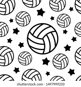 Volleyball Pattern Seamless Black and White