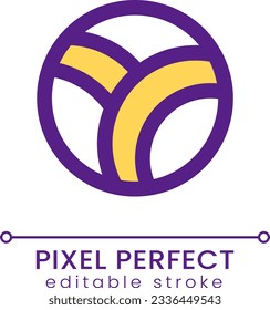 Volleyball pixel perfect RGB color ui icon. Team ball game. Sports hobby. Simple filled line element. GUI, UX design for mobile app. Vector isolated pictogram. Editable stroke. Poppins font used