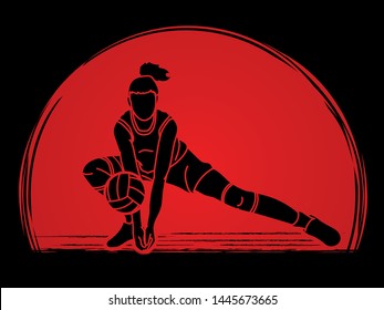 Volleyball player action cartoon graphic vector.