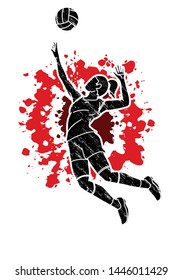Volleyball player action cartoon graphic vector.