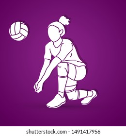 Volleyball player action cartoon graphic vector.