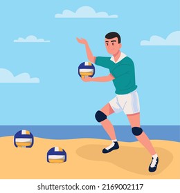 volleyball player with ball in the beach