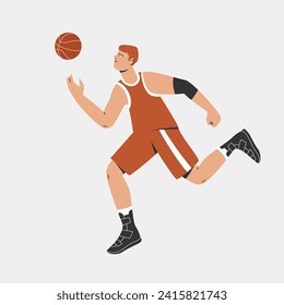 Volleyball player with ball. Vector illustration of sportsman character in action. Team sport flat cartoon design. 