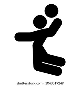 Volleyball player or basketball player with a ball stick icon black color