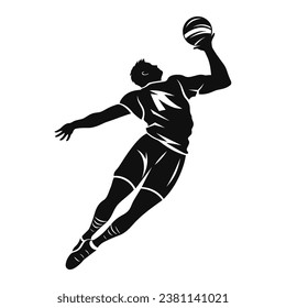 Volleyball Player Black Color Vector Illustration