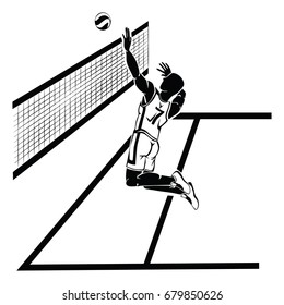 Volleyball player black vector illustration isolated on a white background