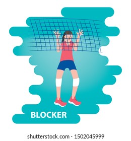 Volleyball player. Blocker. Vector illustration.