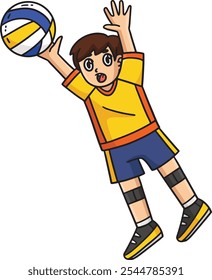 Volleyball Player Blocking Ball Cartoon Clipart