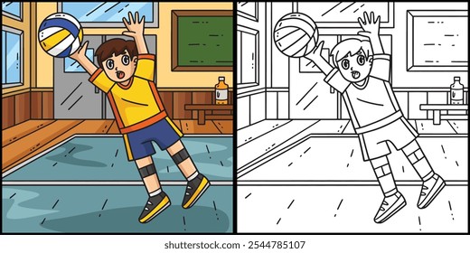 Volleyball Player Blocking the Ball Illustration