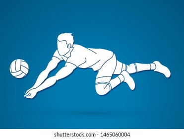 Volleyball player cartoon graphic vector