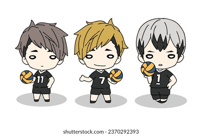 volleyball player chibi character ilustration