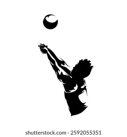 Volleyball player, clip art, isolated vector silhouette. Summer sports, high contrast illustration