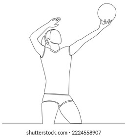 Volleyball player continuous line drawing vector line art