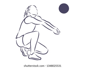Volleyball player contour, vector illustration
