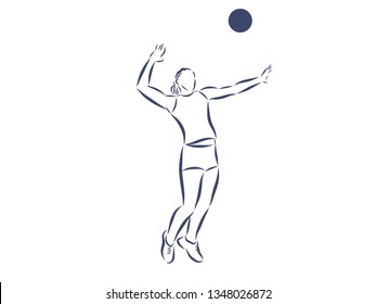 Volleyball Player Contour Vector Illustration Stock Vector (Royalty ...