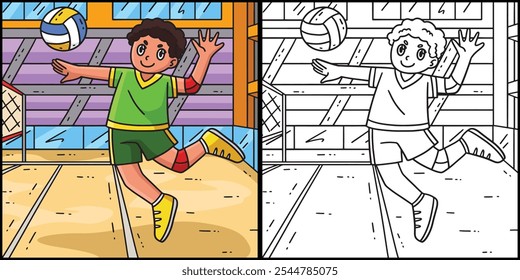 Volleyball Player doing a Jump Serve Illustration