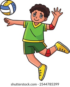 Volleyball Player doing Jump Serve Illustration