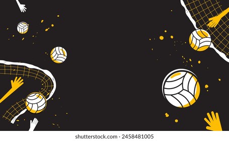 Volleyball player hands setting ball on abstract black background. The sport concept.