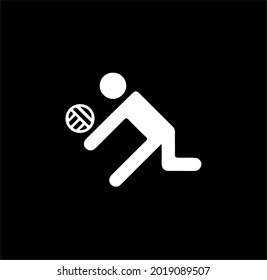 Volleyball player icon in a flat design in black and white color. Vector illustration eps10