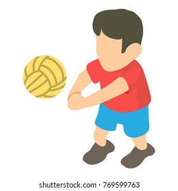 Volleyball player icon. Isometric illustration of volleyball player vector icon for web