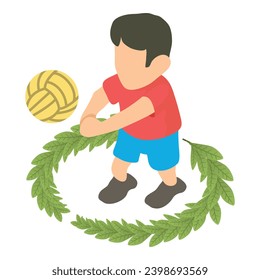 Volleyball player icon isometric vector. Male athlete with ball during game icon. Competition, sport concept