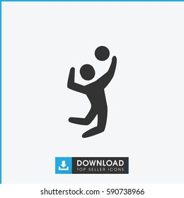 volleyball player icon. Simple filled volleyball player vector icon. On white background.