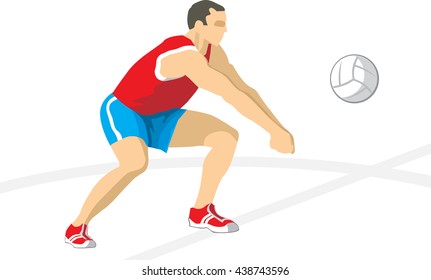 Volleyball Player Illustration, Athlete Icon Vector