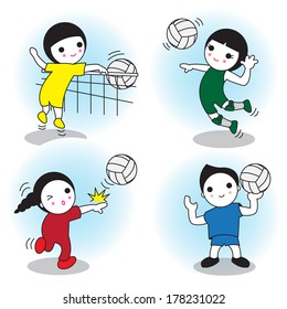 Volleyball player illustration set