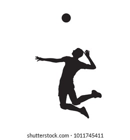 Volleyball Player Isolated Vector Silhouette, Side View