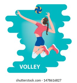 Volleyball player. Jump serve. Vector illustration.