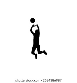 Volleyball Player Jumping to Hit Ball Silhouette
