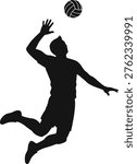 Volleyball Player Jumping Silhouette Icon