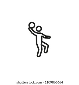 Volleyball player line icon. Ball, sportsman, hand. Sport concept. Can be used for topics like ball games, team play, beach.