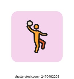 Volleyball player line icon. Ball, sportsman, hand. Sport concept. Can be used for topics like ball games, team play, beach.