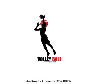 Volleyball player logo silhouette vector design