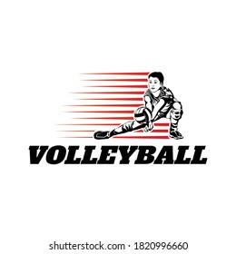 Volleyball Player Logo Template Design Vector