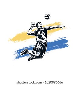 Volleyball Player Logo Template Design Vector