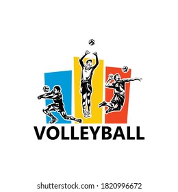 Volleyball Player Logo Template Design Vector