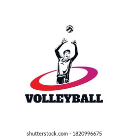 Volleyball Player Logo Template Design Vector