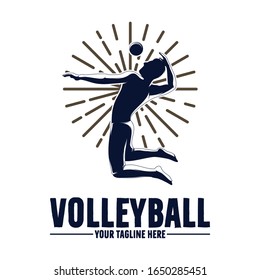 Volleyball player logo vector design illustration