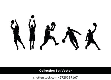 Ilustración vectorial del logotipo del jugador de voleibol, silueta deportiva que salta a la bola de la espiga en el fondo del círculo