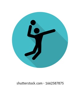 Volleyball player long shadow icon. Simple glyph, flat vector of arrow icons for ui and ux, website or mobile application