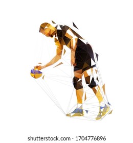 Volleyball player, low poly isolated vector illustration. Geometric team sport ahtlete