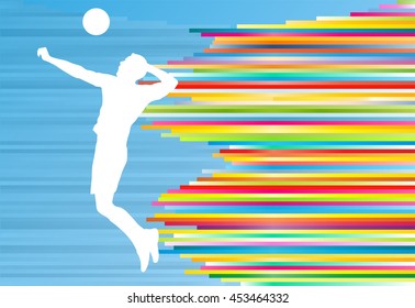 Volleyball player man silhouette abstract vector background illustration