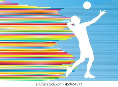 Volleyball player man silhouette abstract vector background illustration