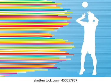 Volleyball player man silhouette abstract vector background illustration