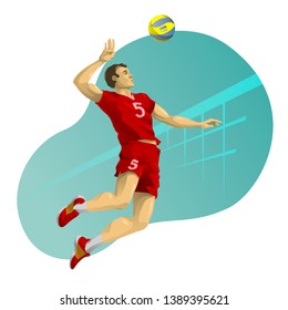 Volleyball player on the attack