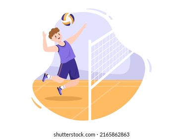 Volleyball Player On Attack Sport Competition Stock Vector (Royalty ...