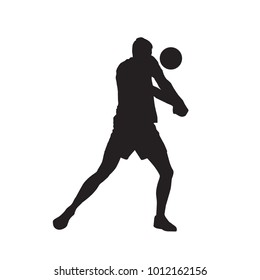 Volleyball Player, Passing Ball, Isolated Vector Silhouette