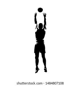 Volleyball Player Passing The Ball, Isolated Vector Silhouette, Ink Drawing